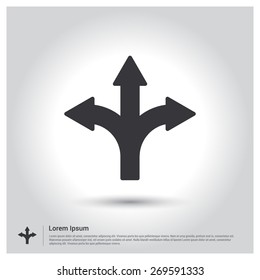 Vector Road Direction icon. Flat design style