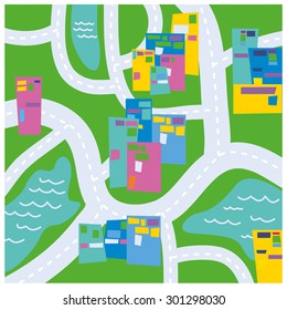 Vector road with houses