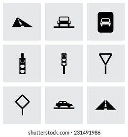 Vector road icon set on grey background