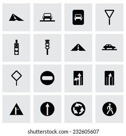 Vector road icon set on grey background