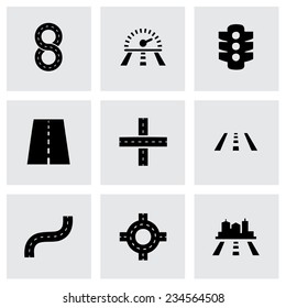 Vector Road Icon Set On Grey Background