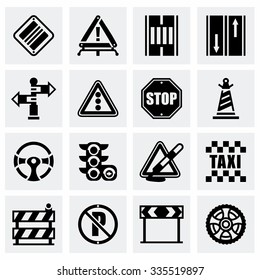 Vector Road icon set on grey background