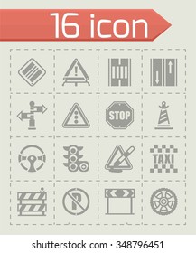 Vector Road icon set on grey background