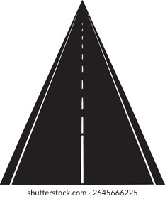 Ilustração de estrada vetorial com linha tracejada central e plano de fundo branco.