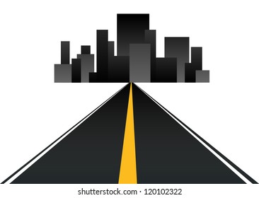 Vector - road leads to city