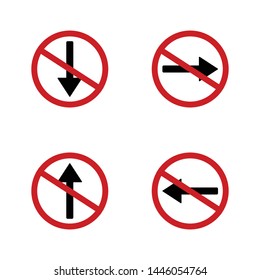 Vector road limited direction icons isolated white background