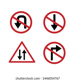 Vector road limited direction icons isolated white background