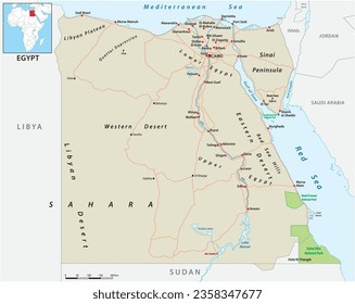 Vector road map of the Arab Republic of Egypt