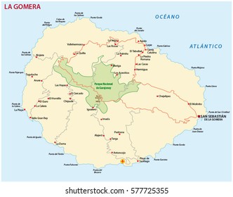 Vector road map of Canary Island La Gomera