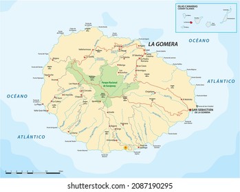 Vector road map of Canary Islands La Gomera