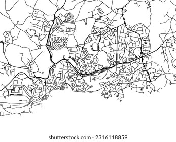 Hoja de ruta vectorial de la ciudad de Albufeira en Portugal aislada en un fondo blanco.
