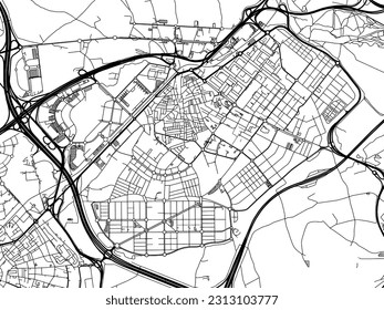 Vector road map of the city of ALcorcon in Spain isolated on a white background.