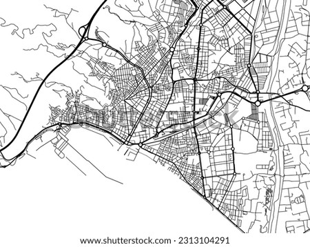 Vector road map of the city of Almeria in Spain isolated on a white background.
