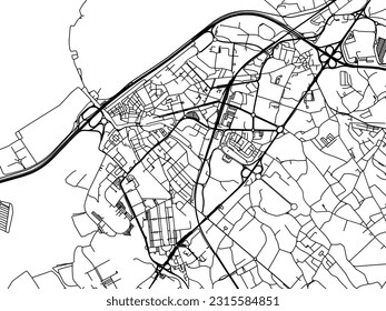 Vector road map of the city of Aveiro in Portugal isolated on a white background.