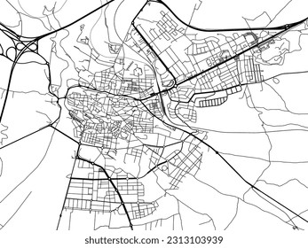 Hoja de ruta vectorial de la ciudad de Ávila en España aislada en un fondo blanco.