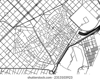 Vector road map of the city of Barcelona Centro in Spain isolated on a white background.