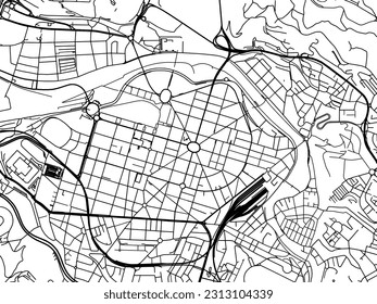 Vector road map of the city of Bilbao Centro in Spain isolated on a white background.