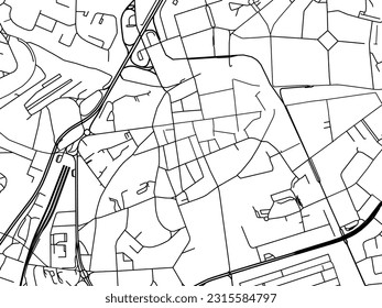 Vector road map of the city of Braga Centro in Portugal isolated on a white background.