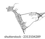 Vector road map of the city of Cadiz in Spain isolated on a white background.