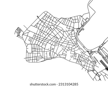 Vector road map of the city of Cadiz Centro in Spain isolated on a white background.