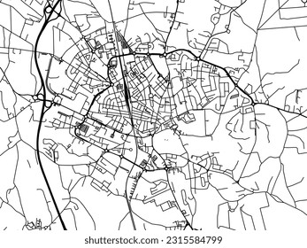 Vector road map of the city of Caldas da Rainha in Portugal isolated on a white background.
