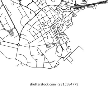 Vector road map of the city of Cascais in Portugal isolated on a white background.