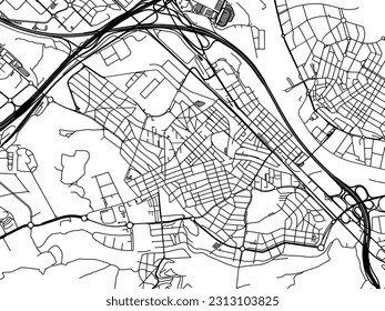 Vector road map of the city of Cerdanyola del Valles in Spain isolated on a white background.