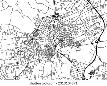 Vector road map of the city of Chiclana de la Frontera in Spain isolated on a white background.