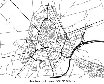 Vector road map of the city of Ciudad Real in Spain isolated on a white background.