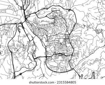 Vector road map of the city of Coimbra in Portugal isolated on a white background.