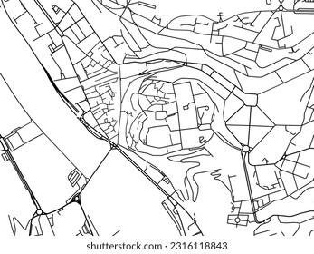 Vector road map of the city of Coimbra Centro in Portugal isolated on a white background.
