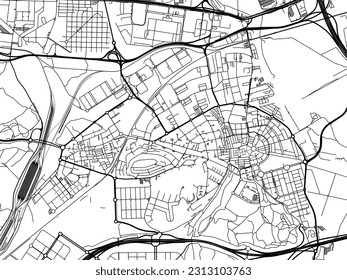 Vector road map of the city of Coslada in Spain isolated on a white background.