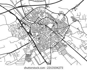 Vector road map of the city of Dos Hermanas in Spain isolated on a white background.