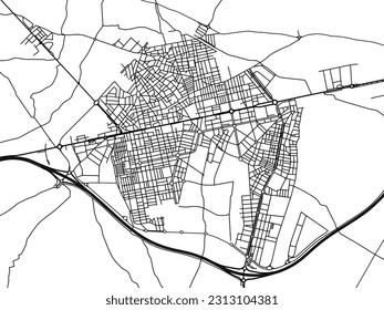 Vector road map of the city of El Ejido in Spain isolated on a white background.