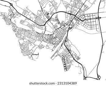 Vector road map of the city of El Puerto de Santa Maria in Spain isolated on a white background.