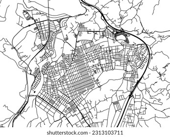 Vector road map of the city of Elda in Spain isolated on a white background.