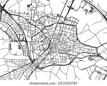 Hoja de ruta vectorial de la ciudad de Fuenlabrada en España aislada en un fondo blanco.