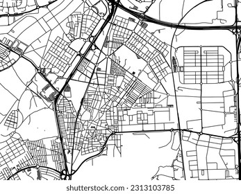 Vector road map of the city of Getafe in Spain isolated on a white background.