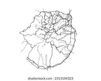 Vector road map of the city of Gran Canaria in Spain isolated on a white background.