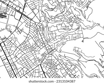 Vector road map of the city of Granada Centro in Spain isolated on a white background.