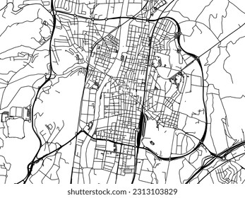 Vector road map of the city of Granollers in Spain isolated on a white background.