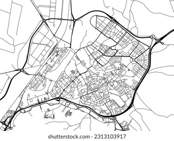 Vector road map of the city of Guadalajara in Spain isolated on a white background.