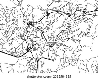 Vector road map of the city of Guimaraes in Portugal isolated on a white background.