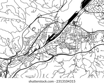 Vector road map of the city of Irun in Spain isolated on a white background.