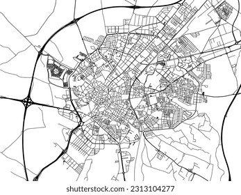 Vector road map of the city of Jerez de la Frontera in Spain isolated on a white background.