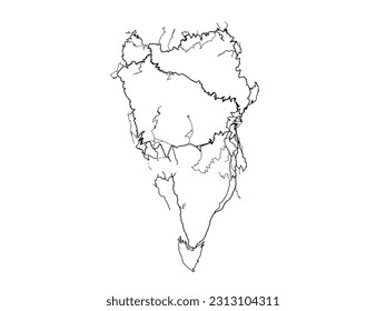 Vector road map of the city of La Palma in Spain isolated on a white background.