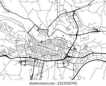 Stadtplan der Stadt Logrono in Spanien einzeln auf weißem Hintergrund.