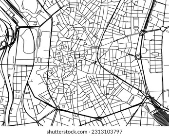 Vector road map of the city of Madrid Centro in Spain isolated on a white background.