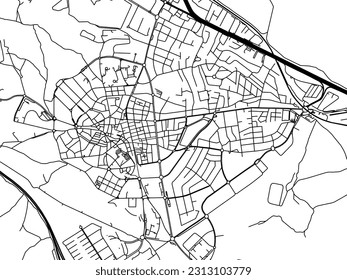 Stadtplan der Stadt Majadahonda in Spanien einzeln auf weißem Hintergrund.