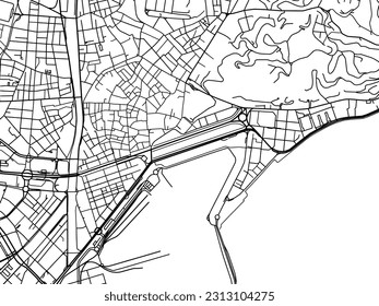 Vector road map of the city of Malaga Centro in Spain isolated on a white background.